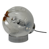 Lamp in chromed metal and blown Murano glass attributed to Mazzega Italy 197