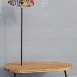 Table lamp low post surf 1950 multicolored lanyards