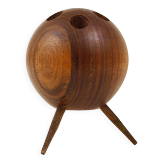 Tripod chandelier ball by Carl Aubock in walnut, Austria, 1950s.