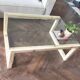 Solid wood table (pine) and glass top