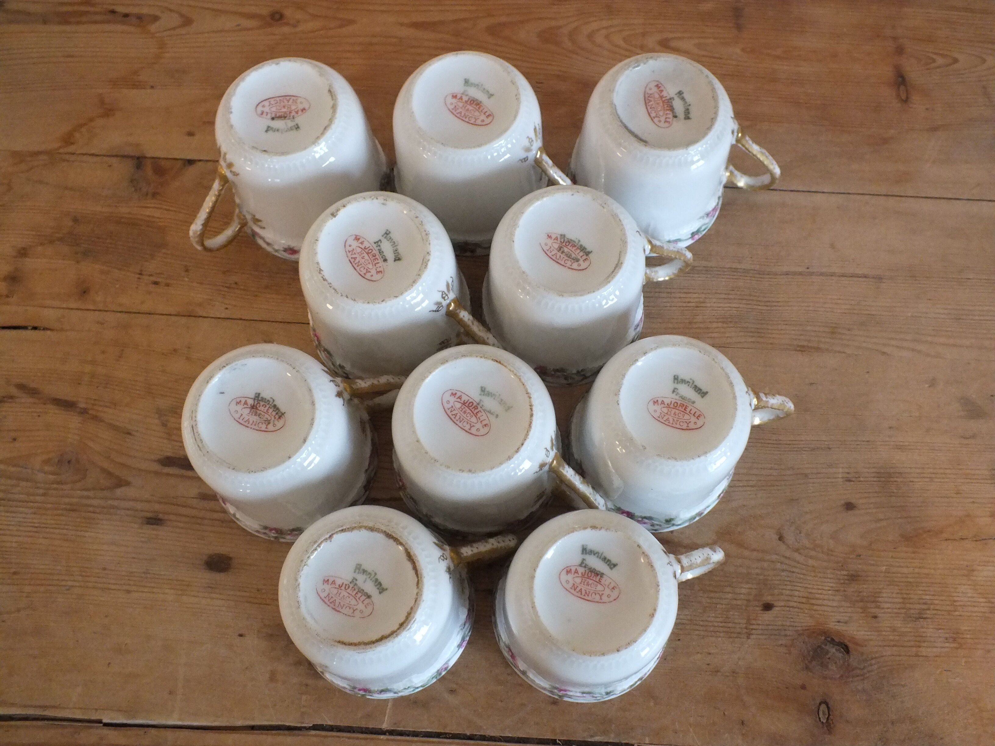 Majorelle Nancy for Haviland suite of 10 porcelain coffee cups