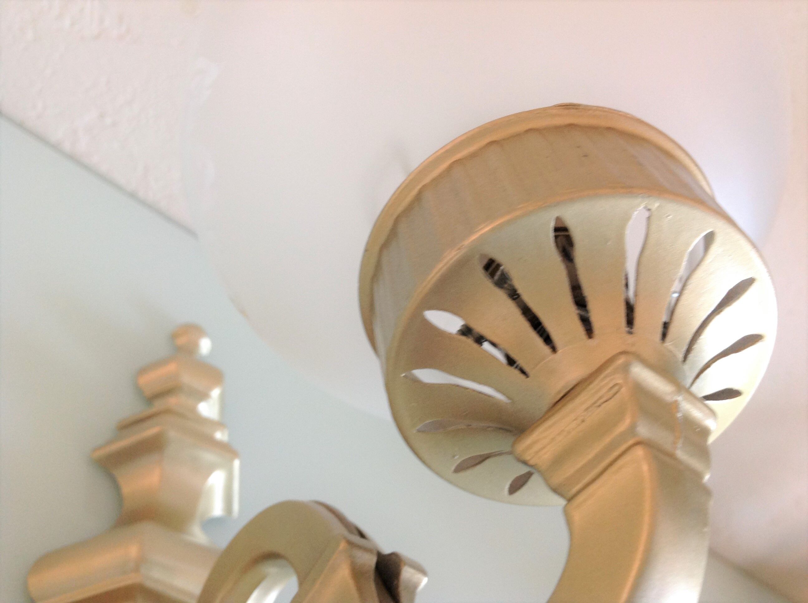 Pair of wall lamps in gilded metal and frosted glass art deco style