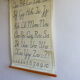 School and pedagogic poster, calligraphy, alphabet, writing method, classic letter 2, on linen, vintage 1960