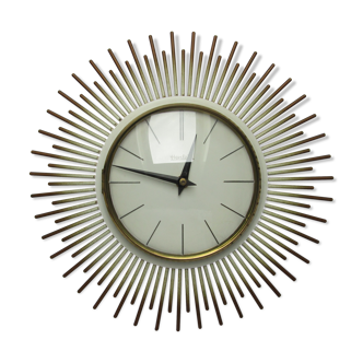 Mid century vintage Henlein German 1960s battery Sunburst wall clock