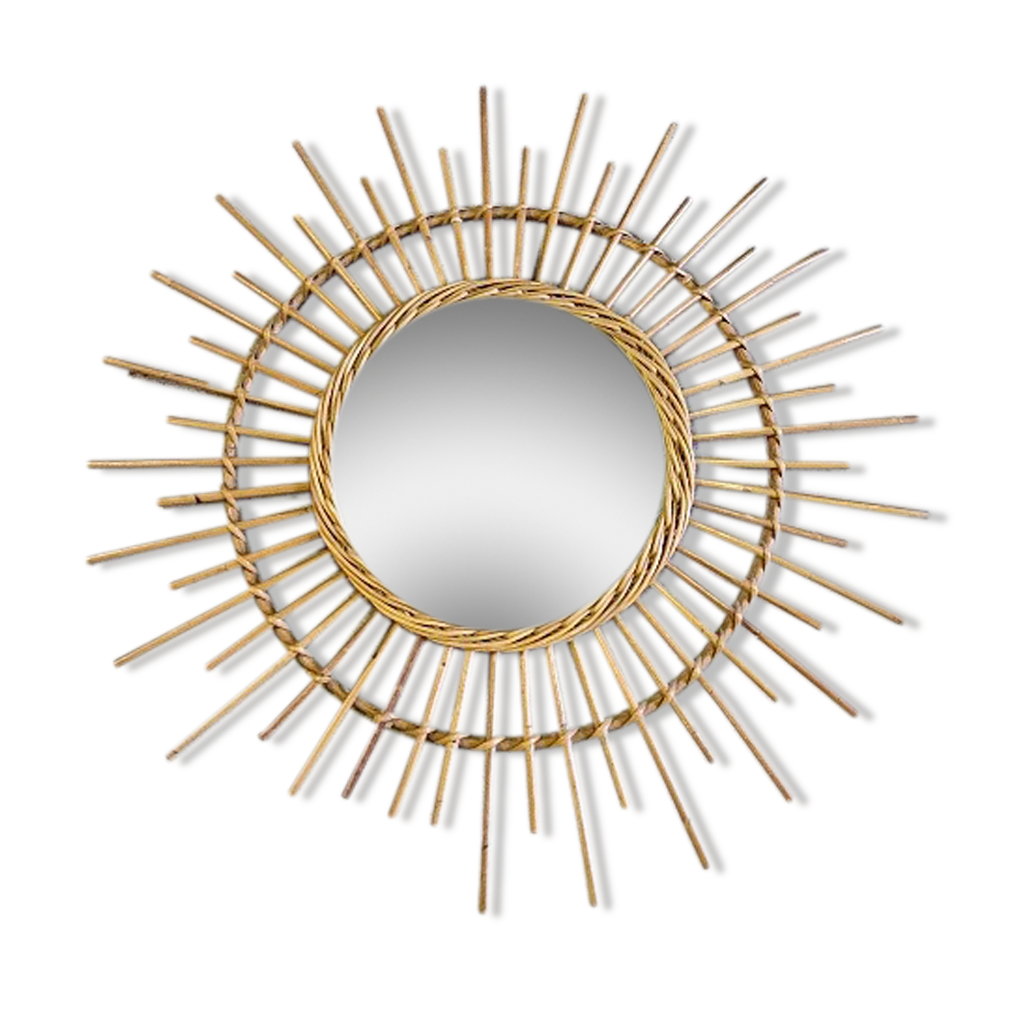Round rattan mirror 1970