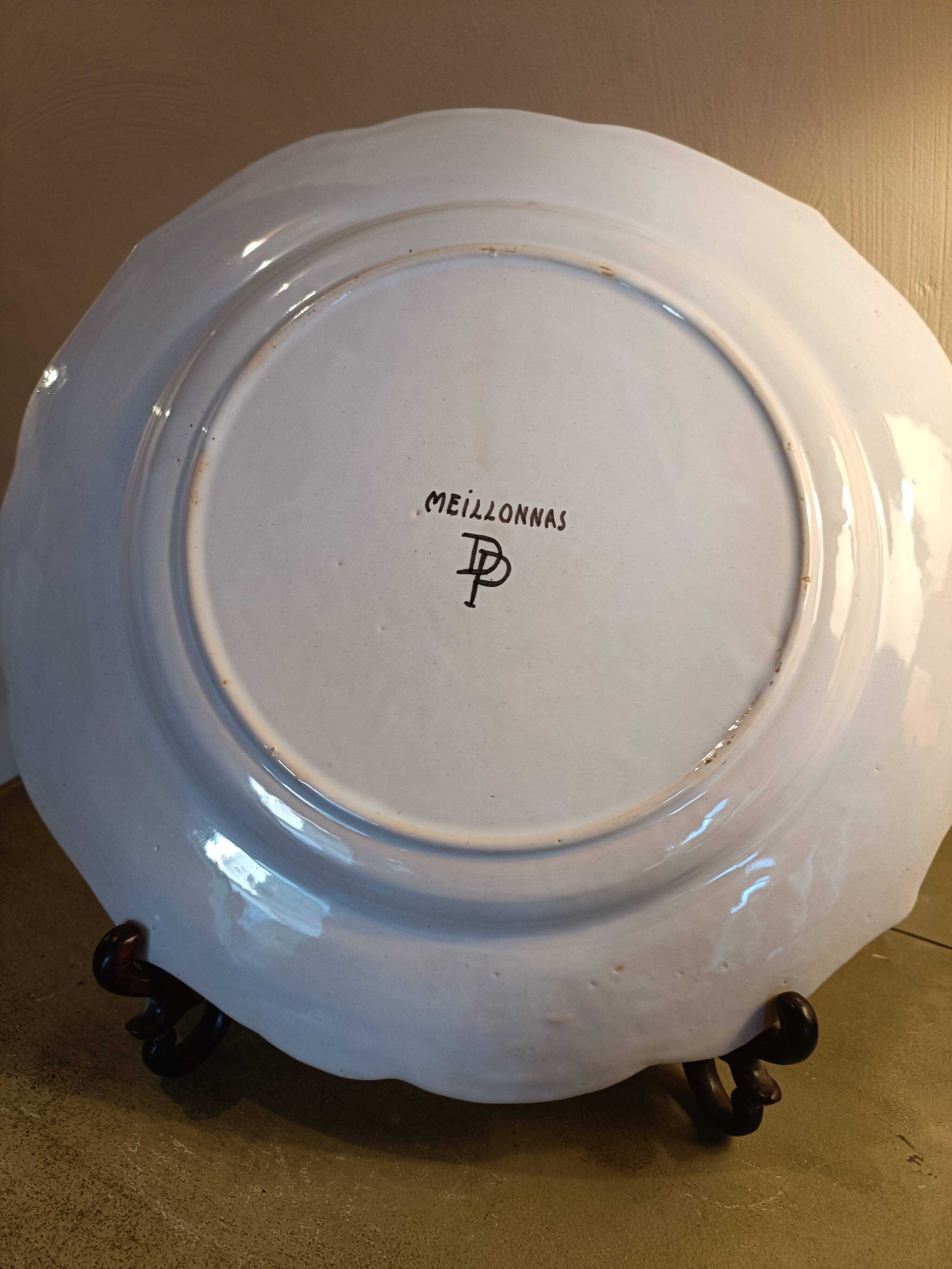 Large antique plate in Meillonnas faience