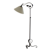 Art déco danois, lampadaire réglable en fer forgé, années 1930