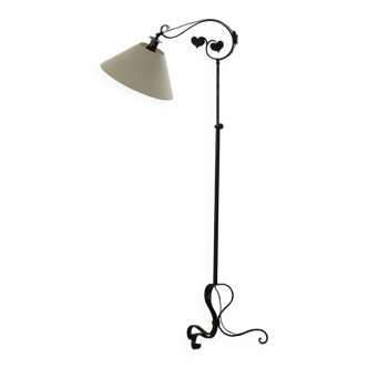 Danish Art Deco, adjustable wrought iron floor lamp, 1930s