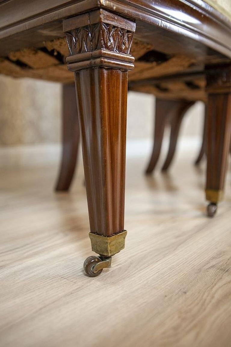 Antique Mahogany Chairs in White Upholstery, 1880, Set of 4