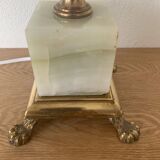 Large Art Deco column lamp metal Onyx frost glass