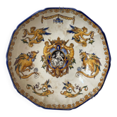 Plat saladier en faïence de Gien, décor Renaissance