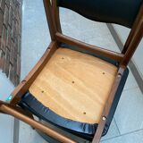 Set of 6 Scandinavian Skaï and teak wood chairs