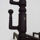 Large pair of wrought iron fireplace andirons. France, 19th century.