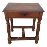 Antique 1900s Solid Oak Rustic Farmhouse Console Side Table