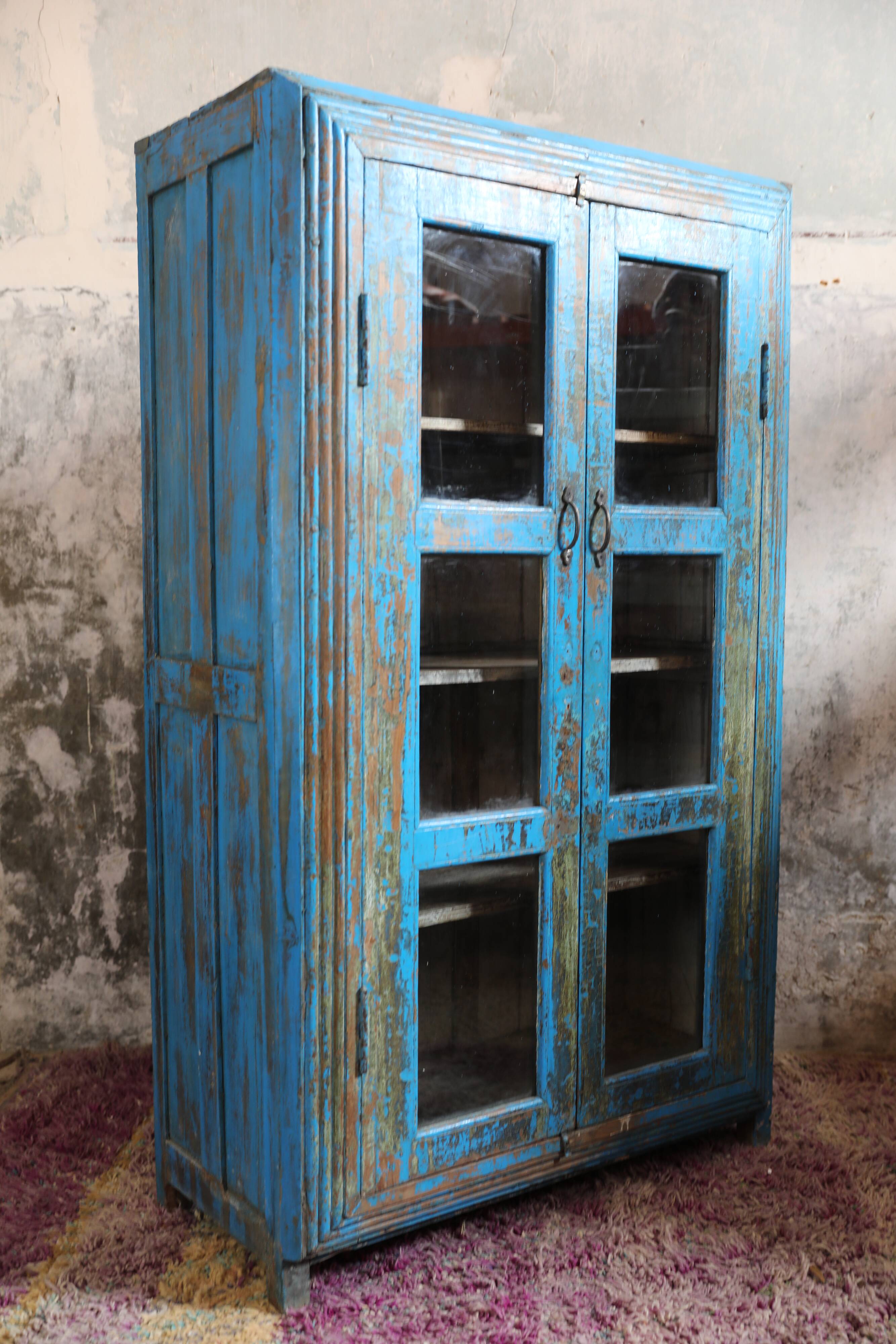 Indian showcase 2 doors and three shelves in mango tree, unique piece