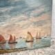 Old marine painting seaside mill Brittany