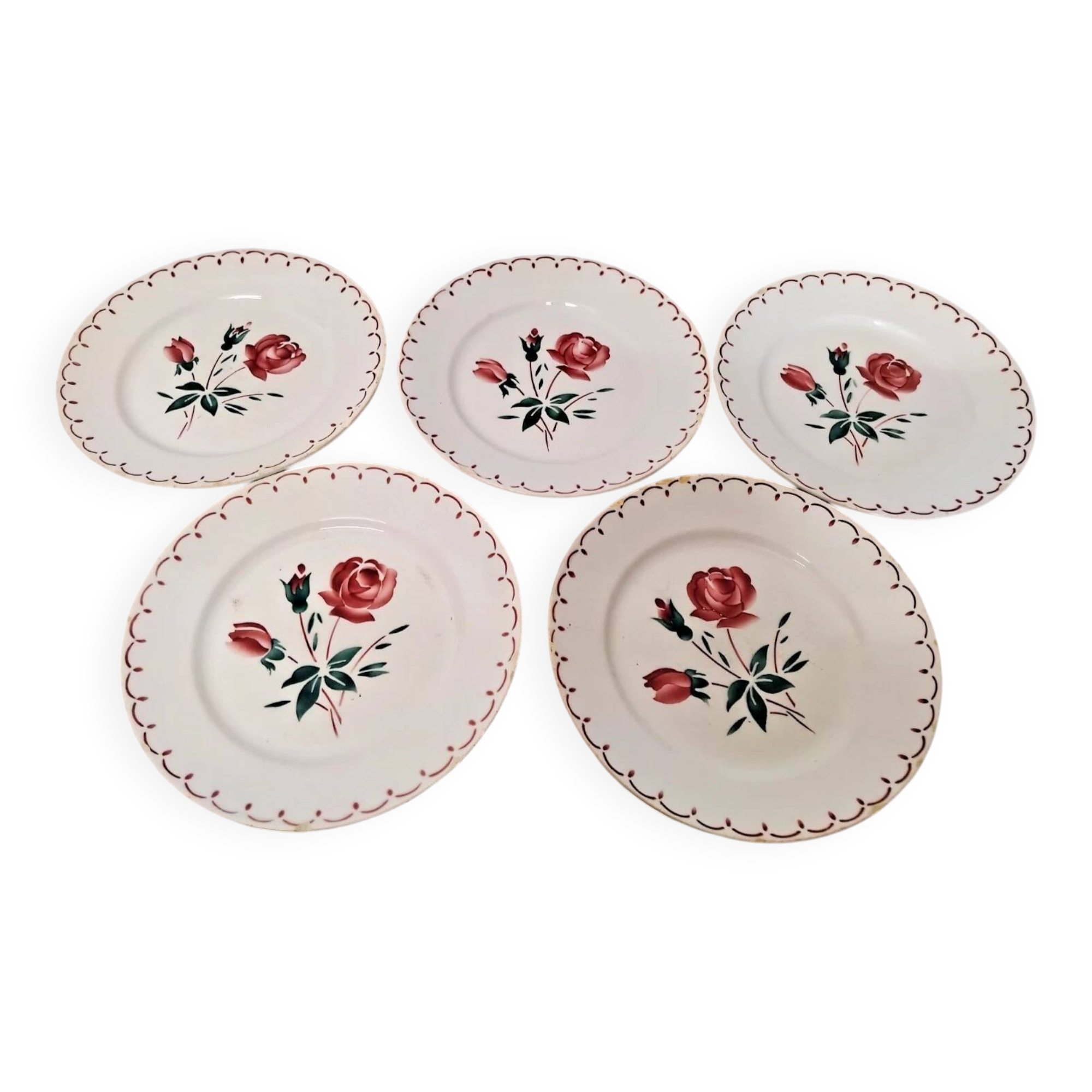 Set of 5 Vintage Badonviller Deep Plates