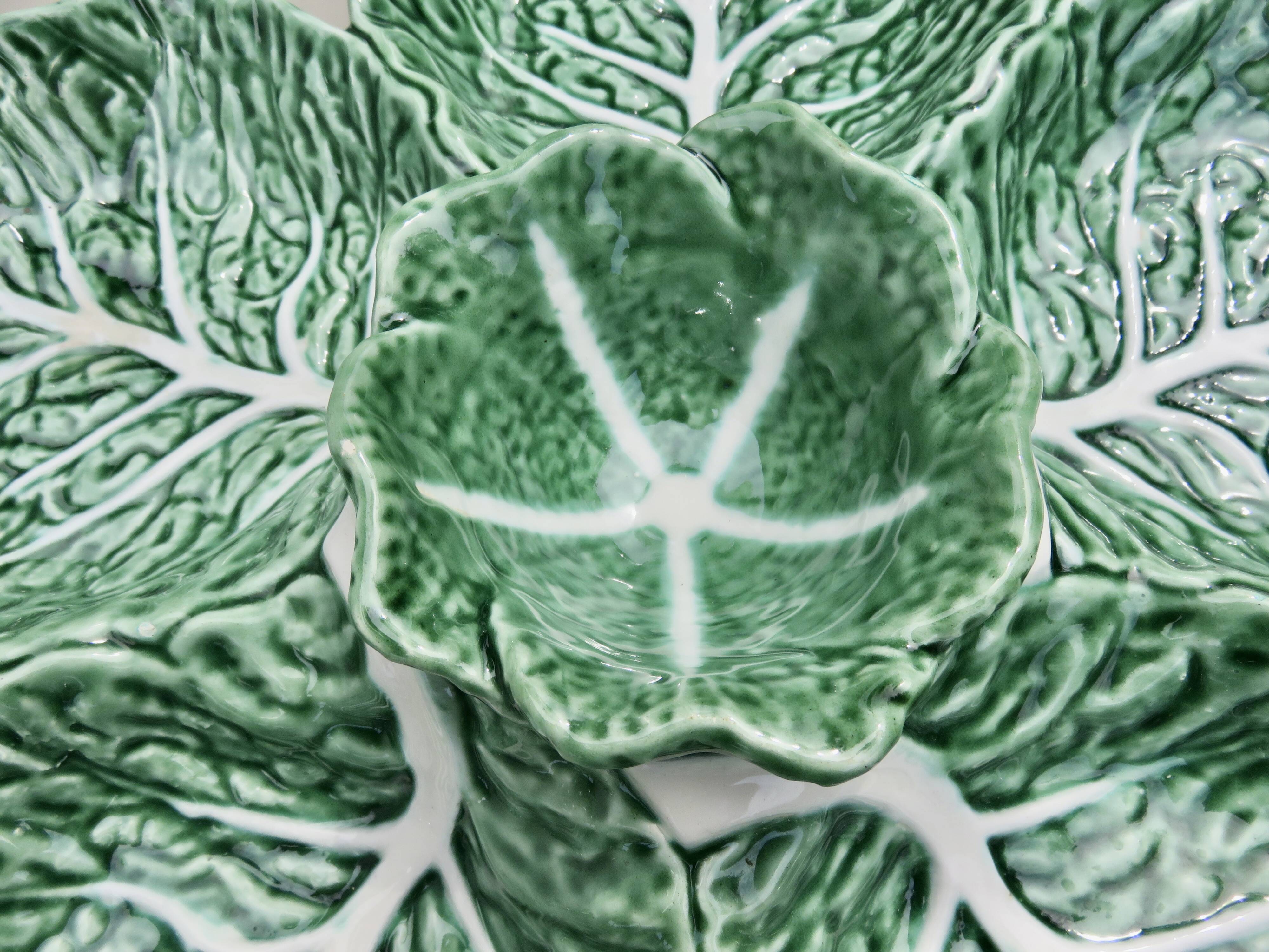 Large "cabbage leaf" dish in barbotine by Bordalo Pinheiro, 1960, Portugal.