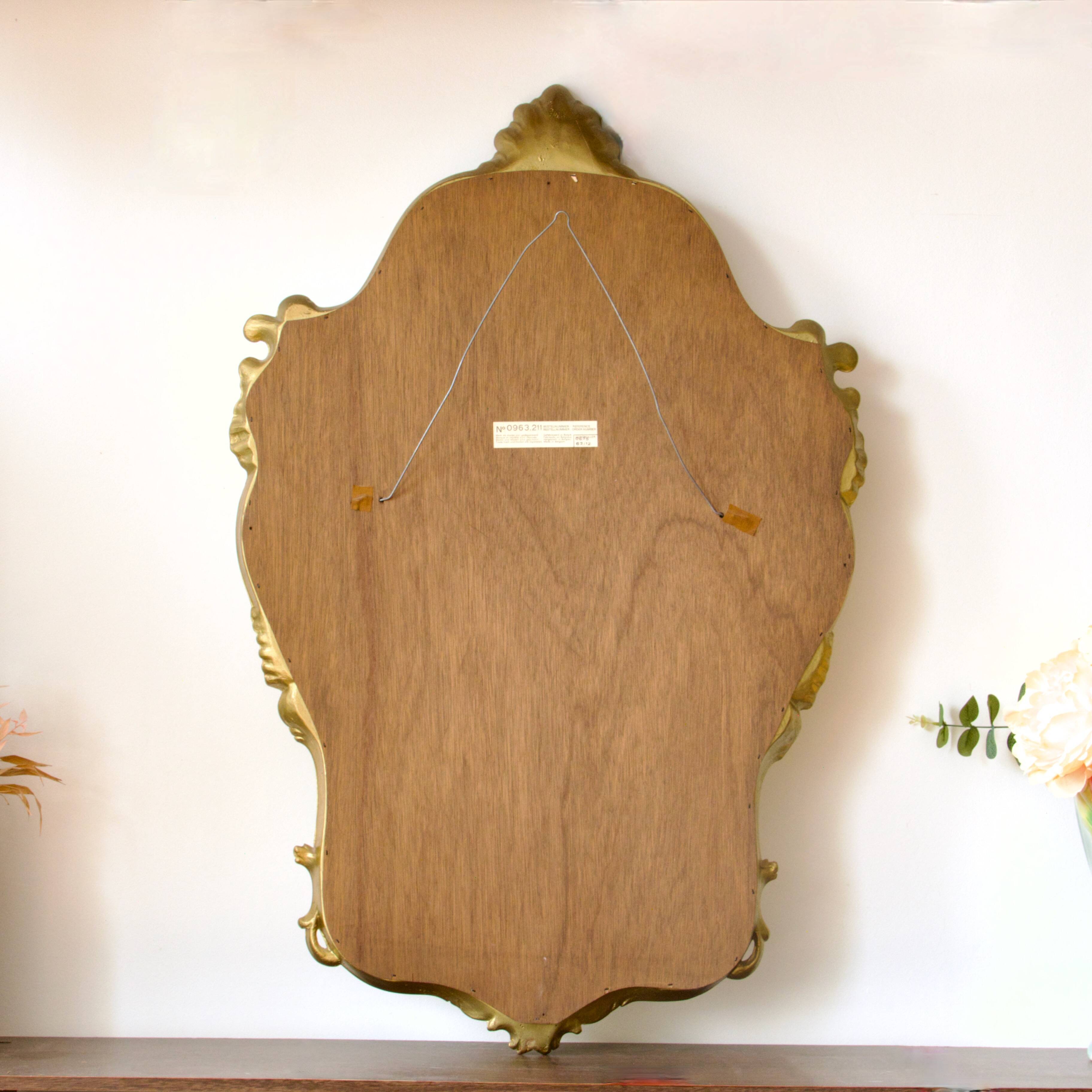 Very large gilded shell mirror Rocaille Louis XV