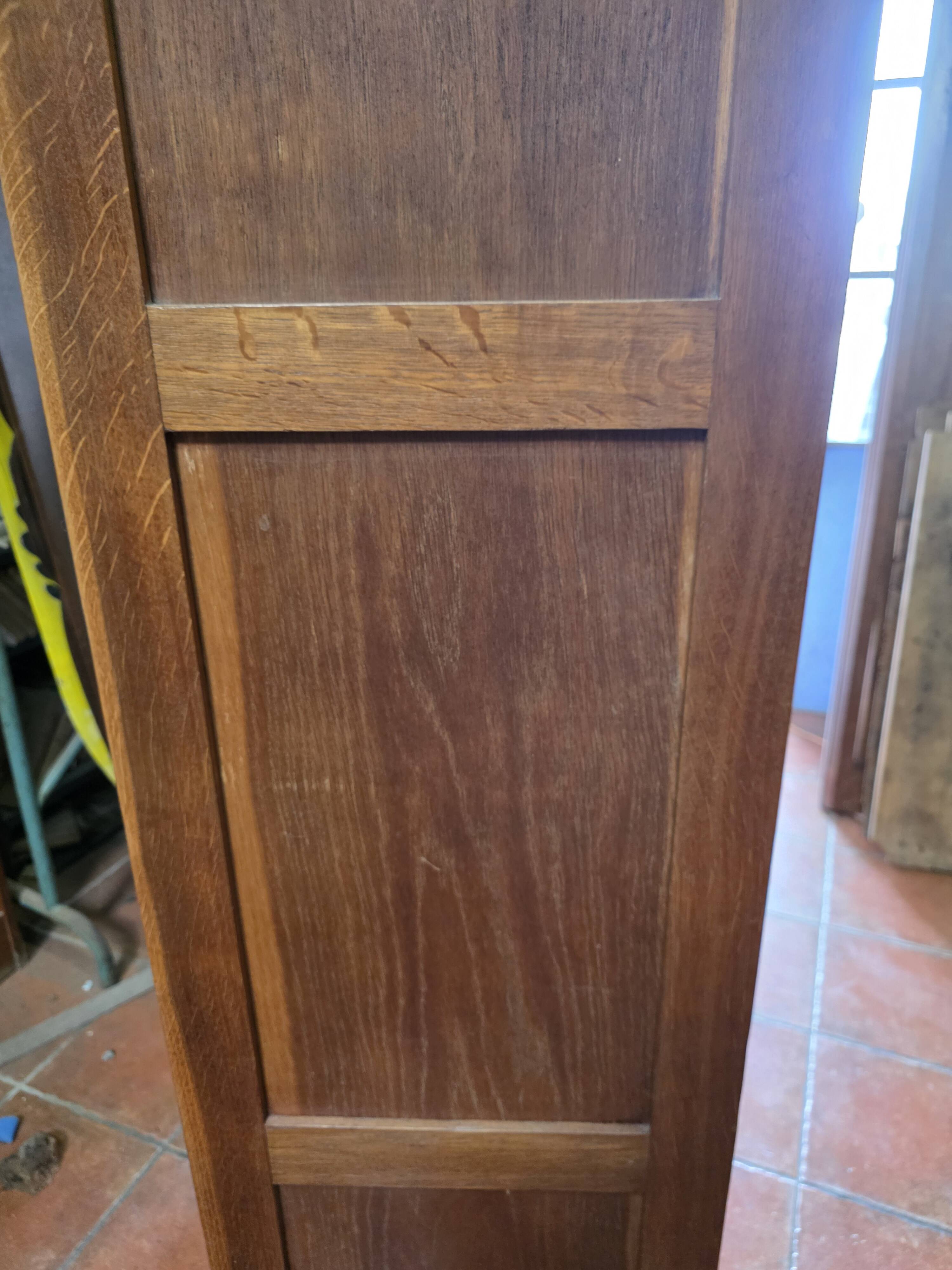 Antique double curtain cabinet in oak