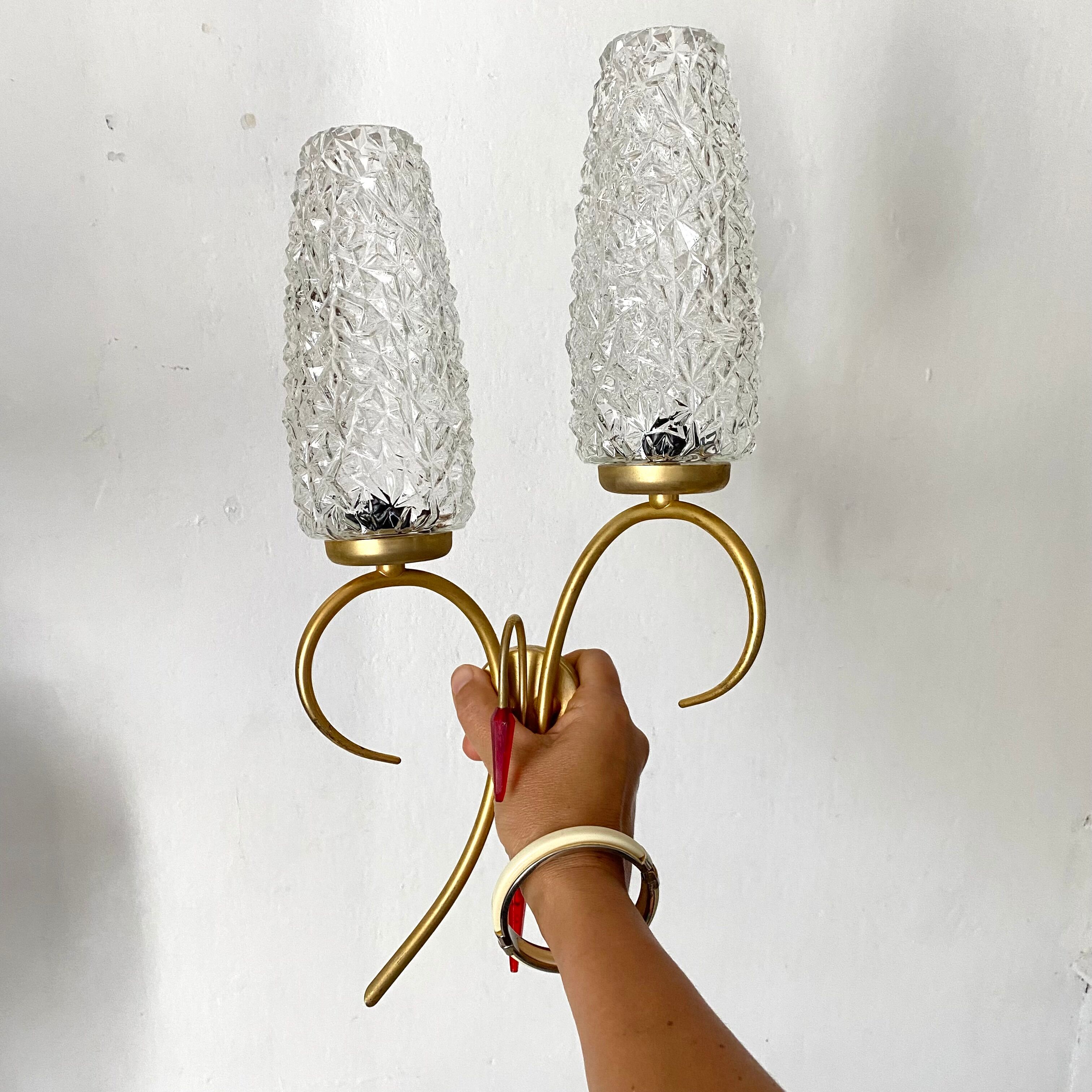 Pair of double design wall lamps 60s
