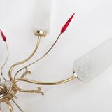 Chandelier with 5 lights tulips & red arrows 1950/1960
