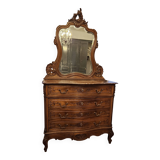Louis XV rococo style chest of drawers with beveled mirror
