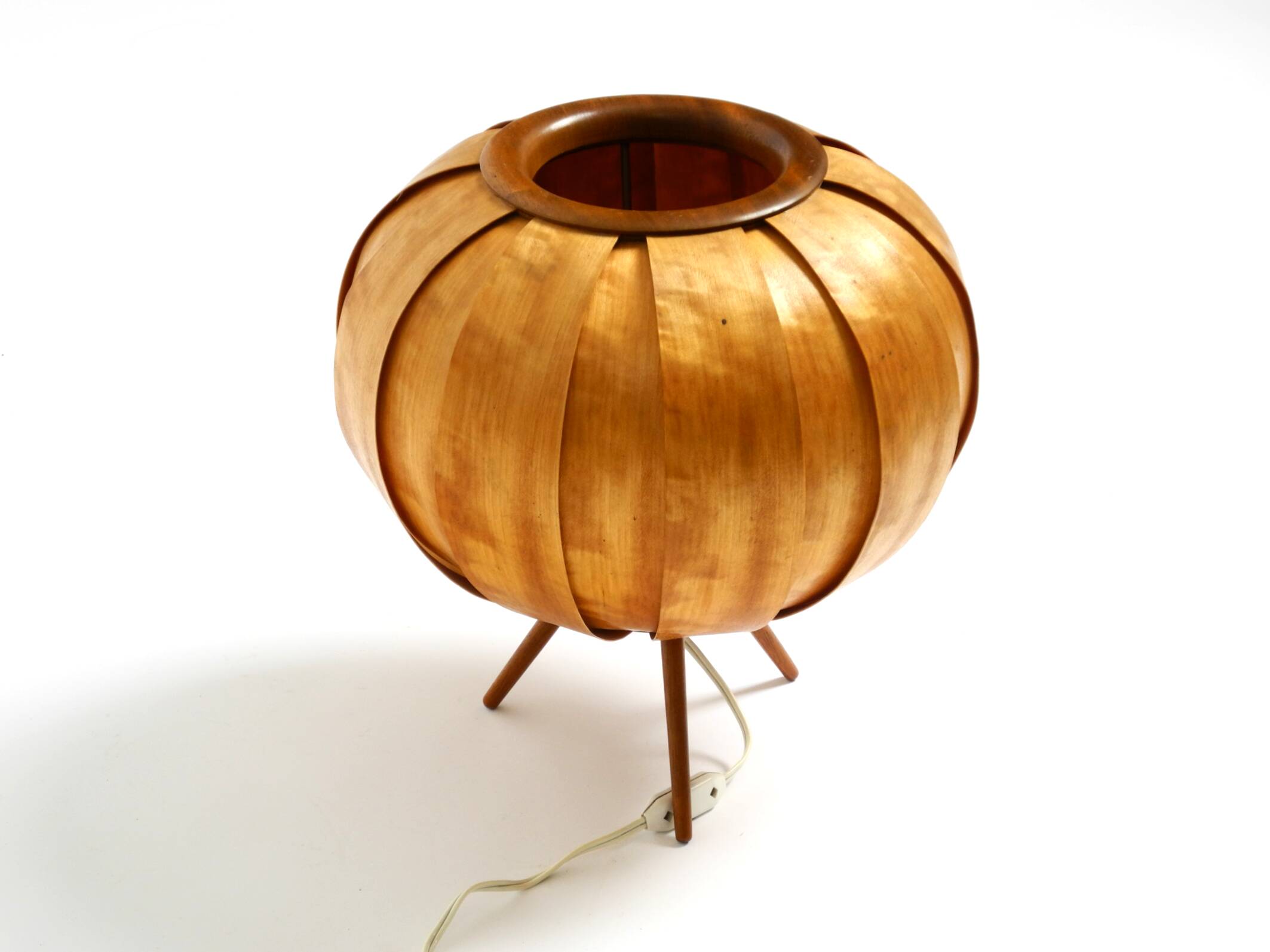 Large Mid Century Modern bentwood lamella tripod Table Lamp