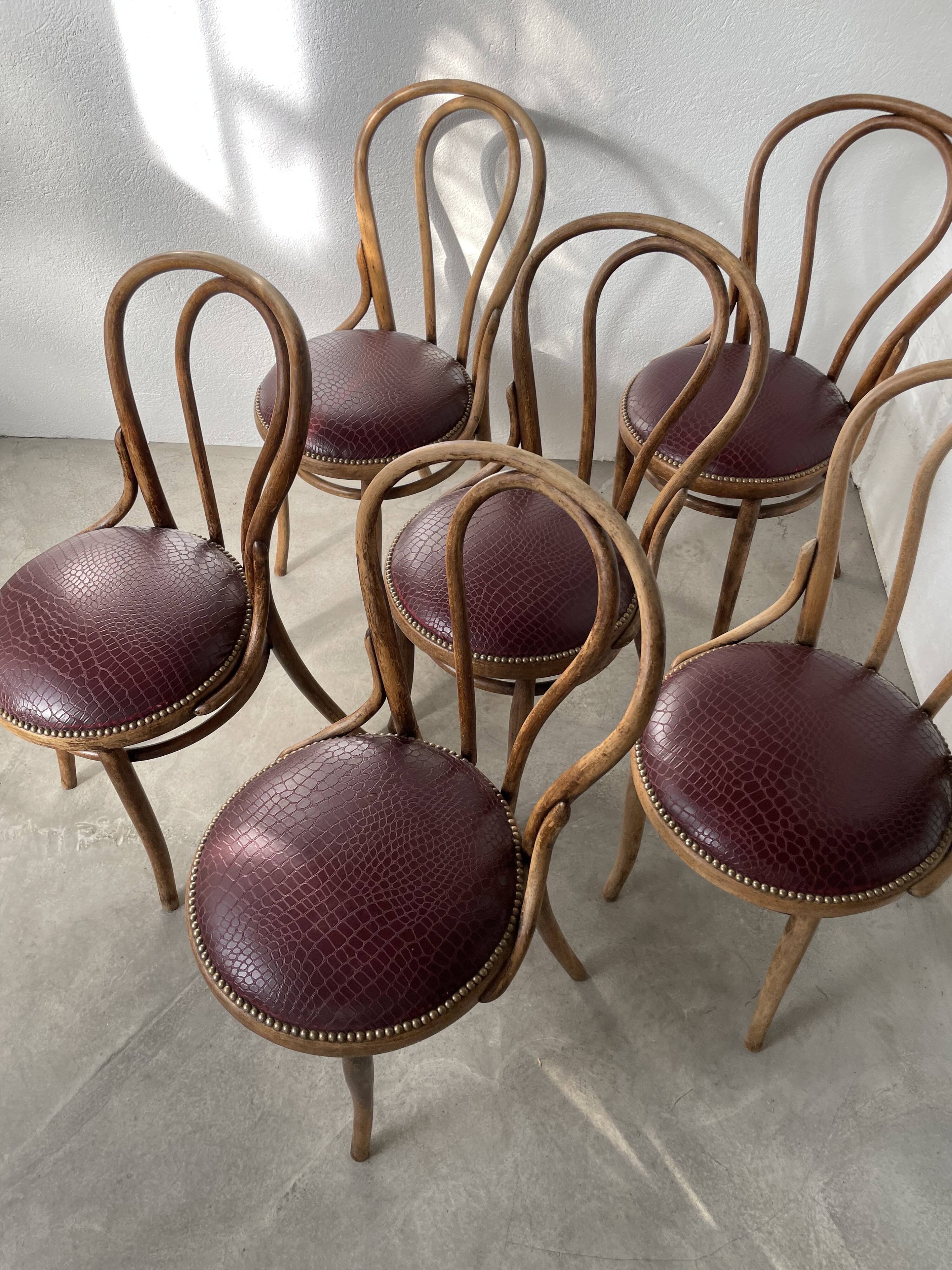 Lot of 6 Josef Kohn curved wood bistro chairs