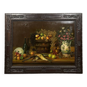 Garcia Diaz in Seville: oil on canvas signed and located / 106 x 136cm still life