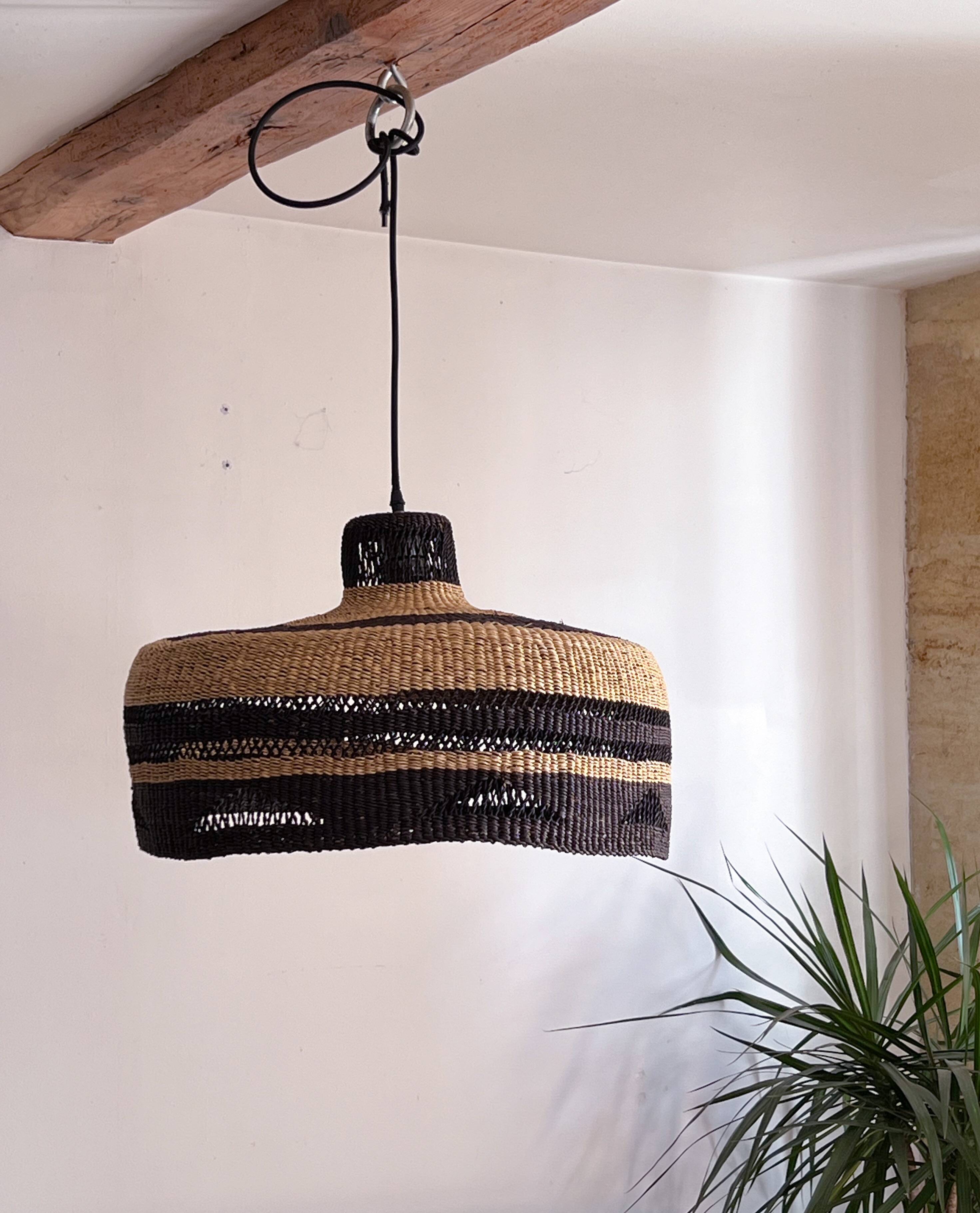 Large Boga woven pendant light (Ghana)