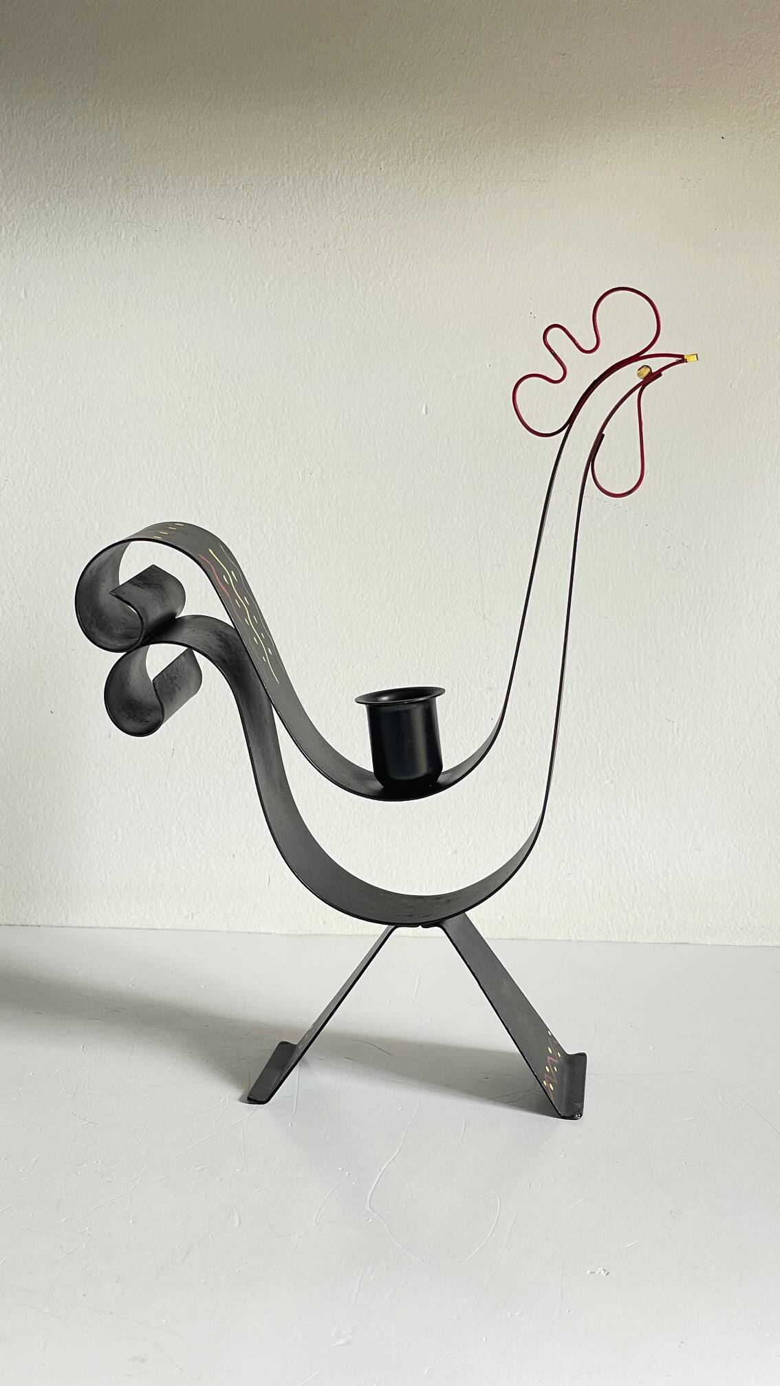 Bougeoir forme coq suède vintage