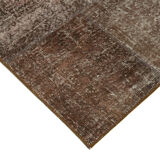 Hand-knotted oriental overdyed 170 cm x 243 cm brown patchwork carpet
