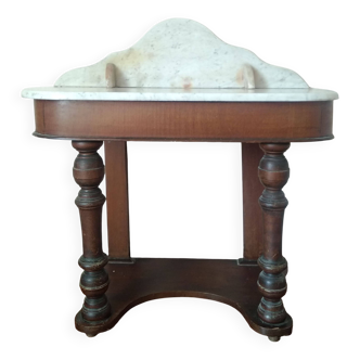Coiffeuse ancienne en bois et marbre