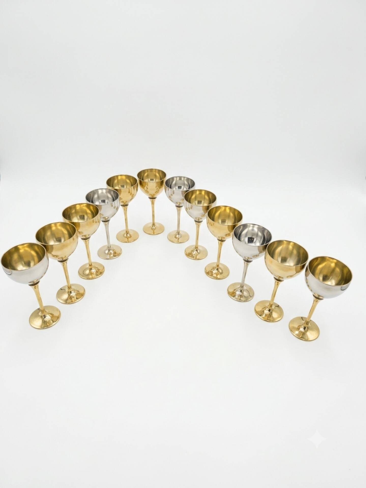 12 verres vintage métal argenté et doré