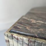 water green, beige and pink/burgundy marble drop coffee table, Roche Bobois 1970
