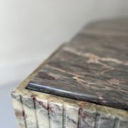 water green, beige and pink/burgundy marble drop coffee table, Roche Bobois 1970