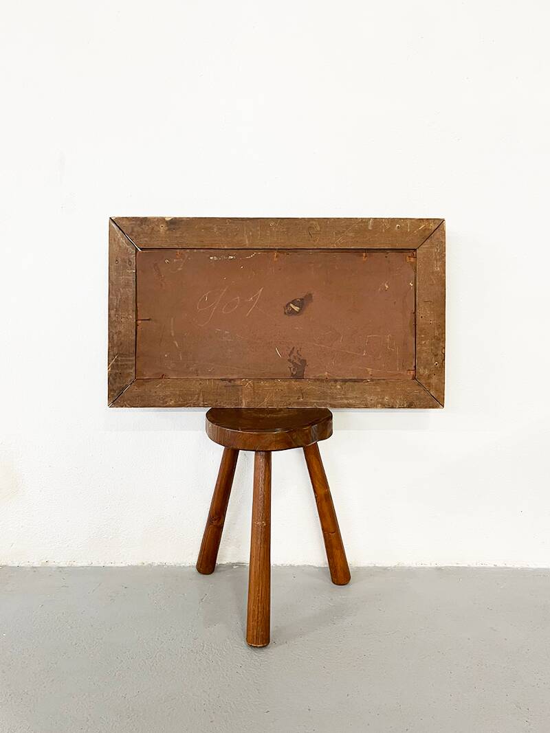 Painting “River in the Alps”, Oil on cardboard.