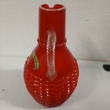 Carafe glass opaline fiorentina red handmade italy 30cm