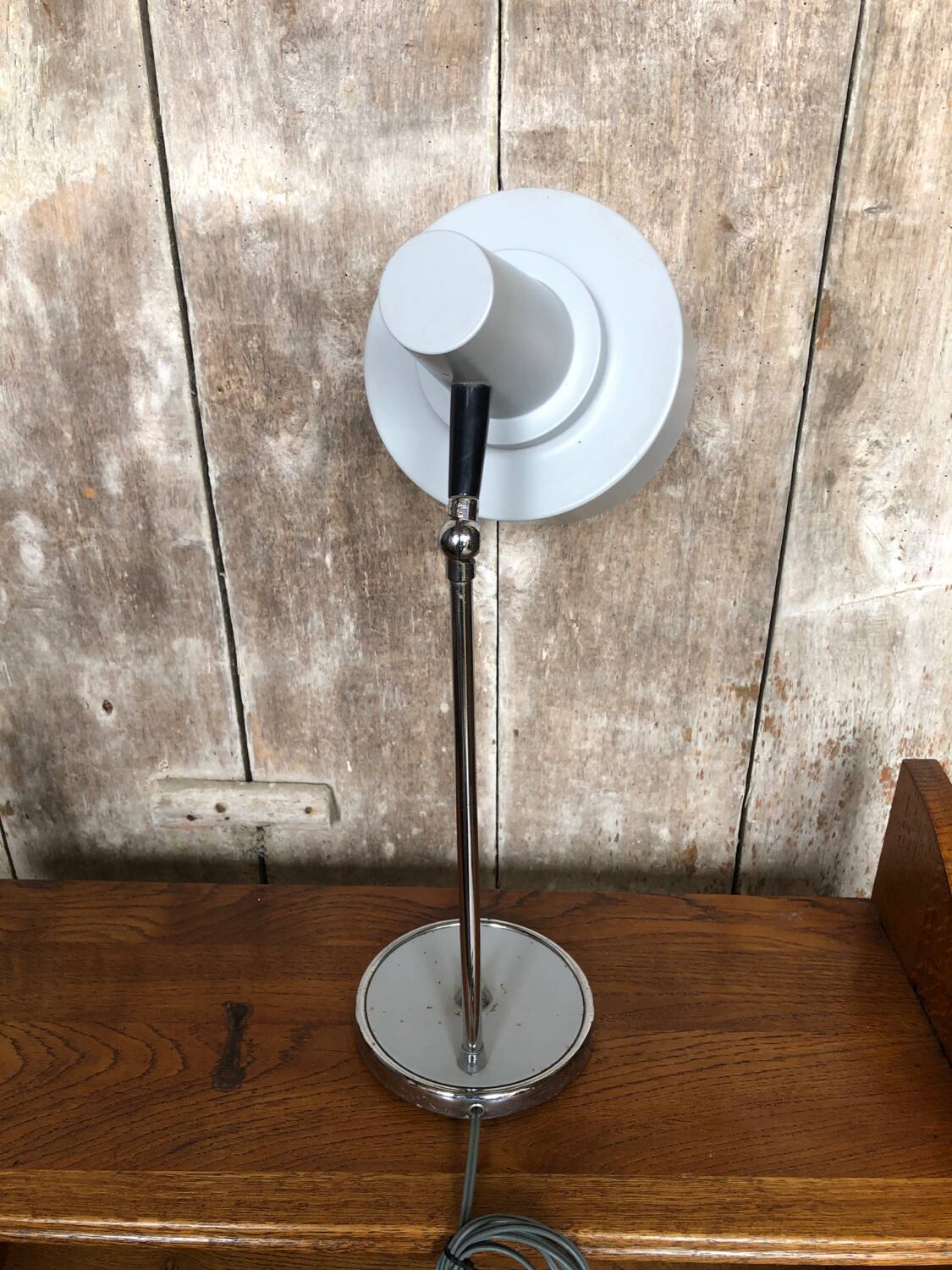Old Articulated Lamp 70's Gray Metal & Chrome Vintage