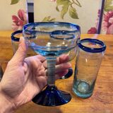 Set of large mouth-blown glasses
