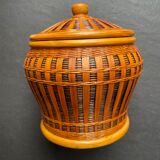 Pot with braided bamboo lid
