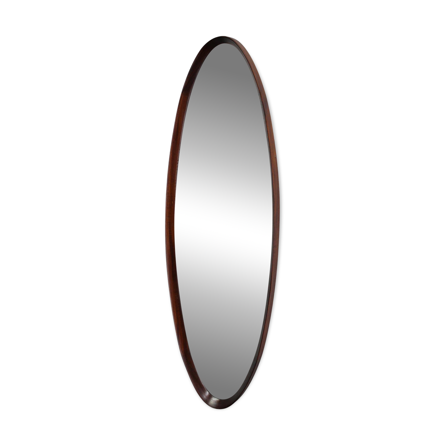 Italian mid-century oval teak wall mirror, 1980s