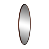 Italian mid-century oval teak wall mirror, 1980s