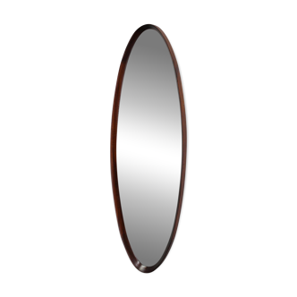 Italian mid-century oval teak wall mirror, 1980s