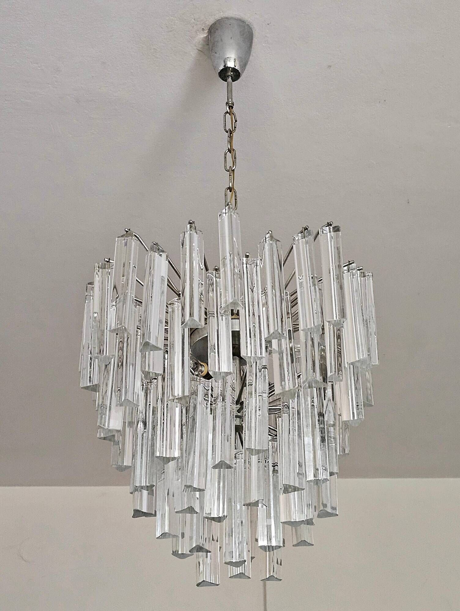 Mid-Century Modern Triedri Crystal Chandelier by Paolo Venini