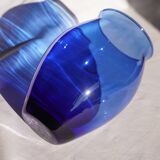 Blue glass vase, oval shape