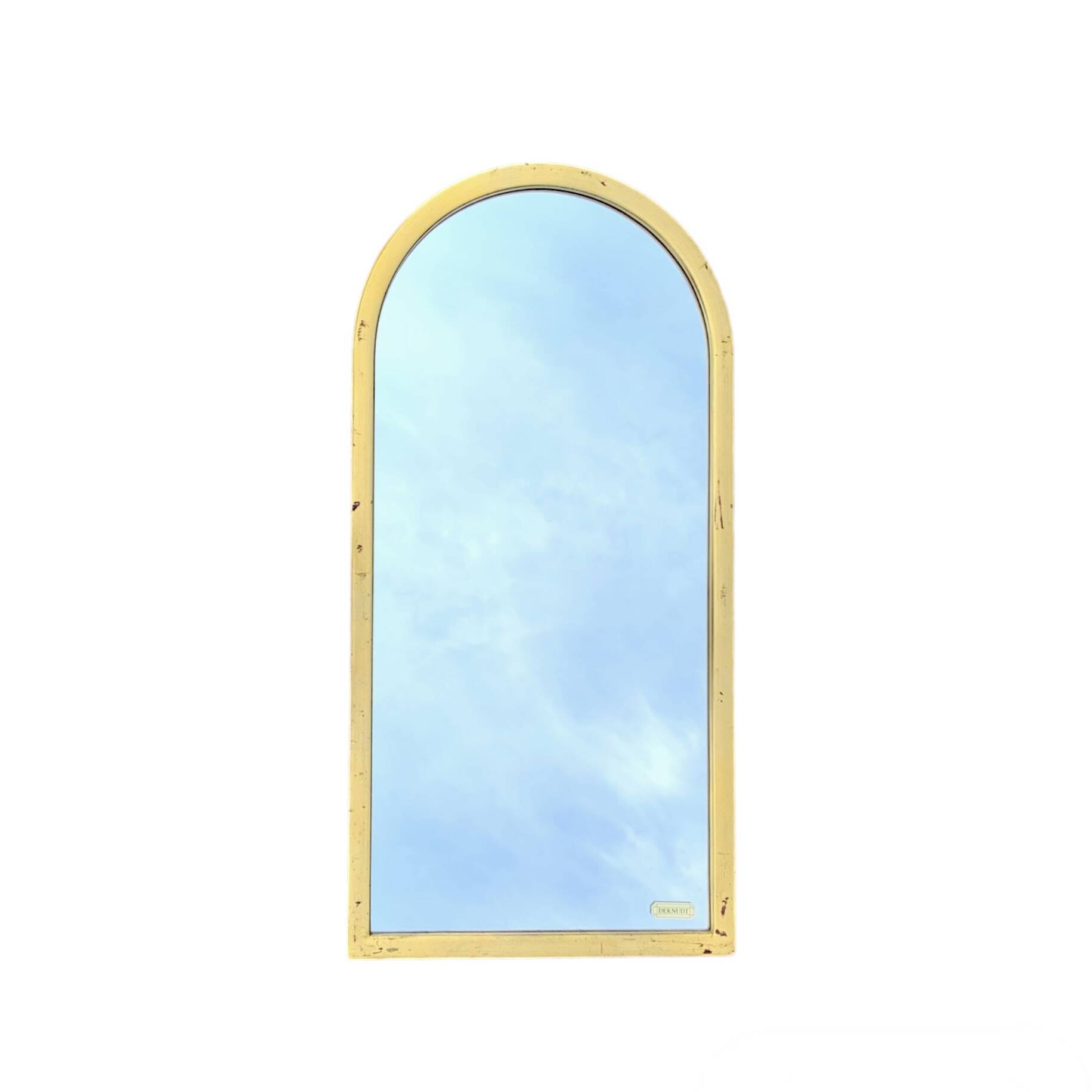 Deknudt vintage arch mirror in gilded wood - height: 79 cm