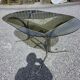 Silver metal table with smoked glass top from the 1970s.