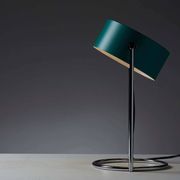 Petrol green table lamp with chromed steel base